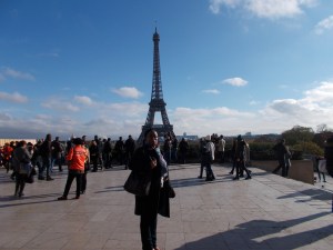 Carol Dixon at the Place du Trocadéro, overlooking the Eiffel Tower - 15 November 2015