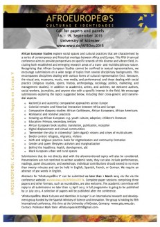 Conference information for  AfroEurope@ns V: Black Cultures and Identities in Europe