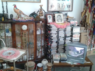 Items displayed in the "front room" of the Vanley Burke installation.