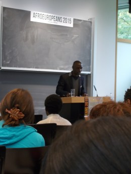 Diran Adebayo reading from "The Memoir, Random and Cricket" at the conference AfroEuropeans V. 17 September 2015.