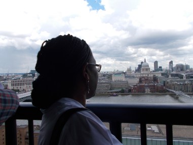 Looking out towards St Paul's from the 10th floor viewing gallery at Tate Modern's Switch House.