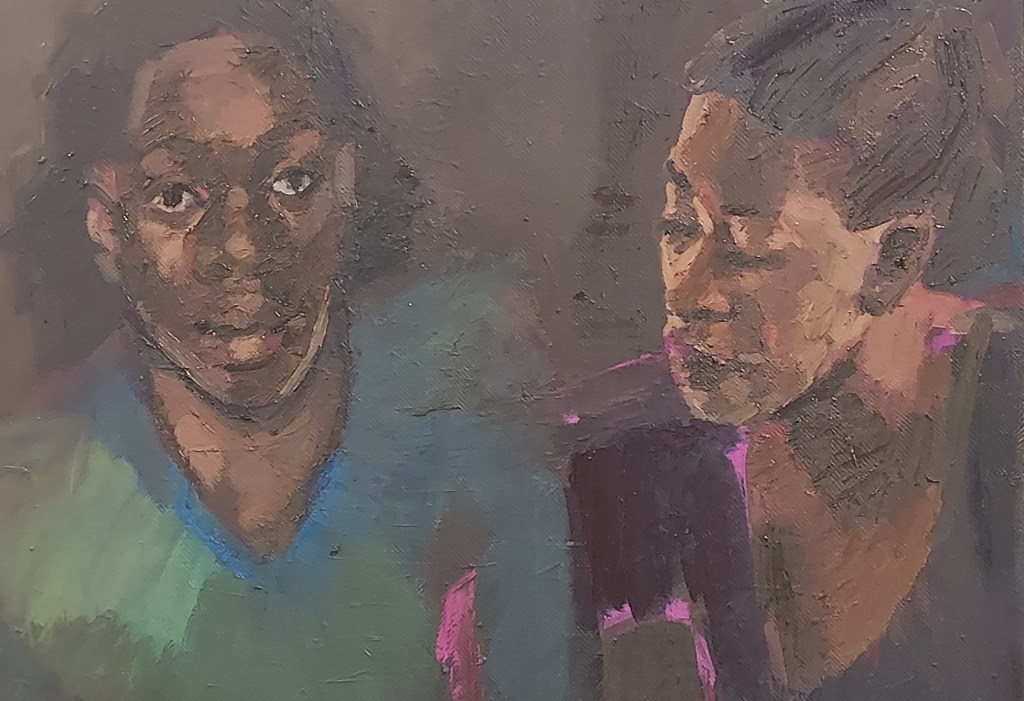 Oil painting "Repurposed For Songs" (2020), by Lynette Yiadom-Boakye.